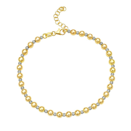 Bids.com 14k Two Tone Gold Polished Diamond Cut Bead Bracelet (4.00 mm) Bracelets
