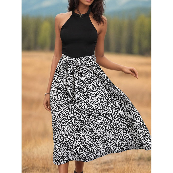 Leopard Halter Neck Midi Dress