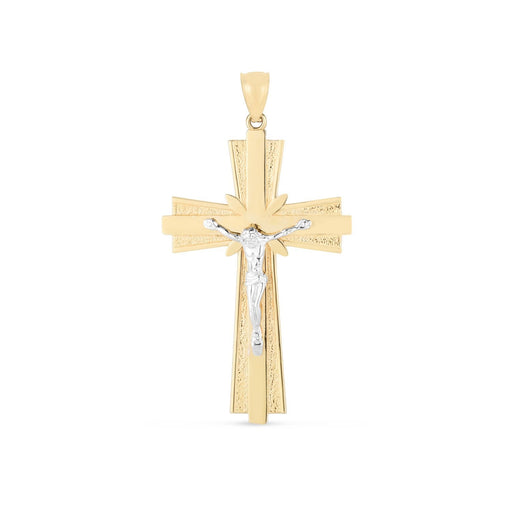 Bids.com 14k Two Tone Gold High Polish Diamond Cut Cross Pendant Pendants