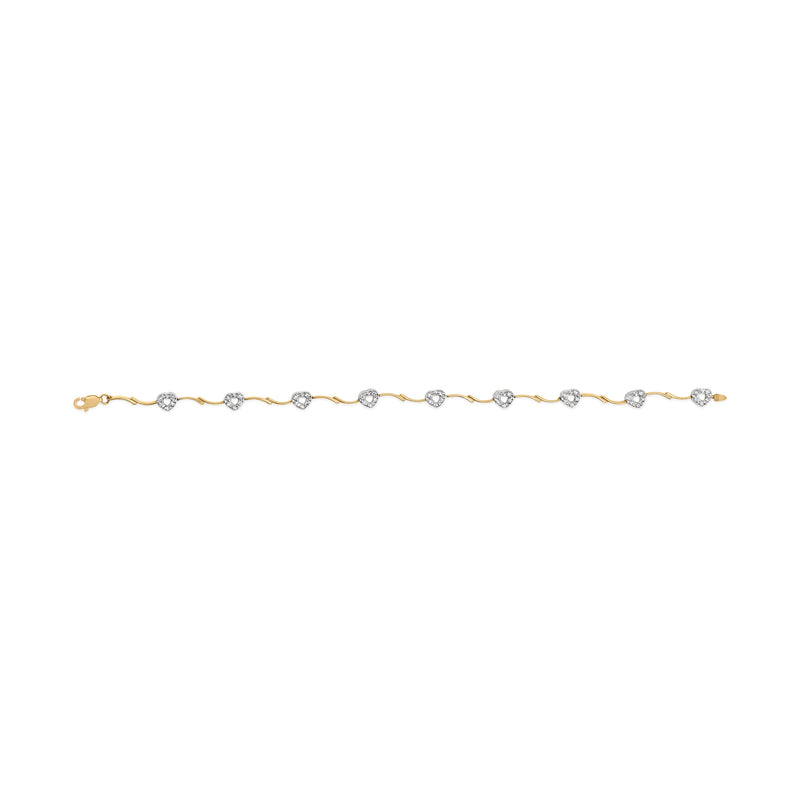 Bids.com 10k Two-Tone Gold 1/3 Cttw Diamond Pave Set Heart S-Link 7.25" Bracelet (I-J Color, I2-I3 Clarity) Bracelets