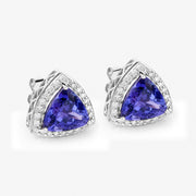 Bids.com 4.62 Carat Genuine Tanzanite and White Diamond 14K White Gold Earrings Earrings