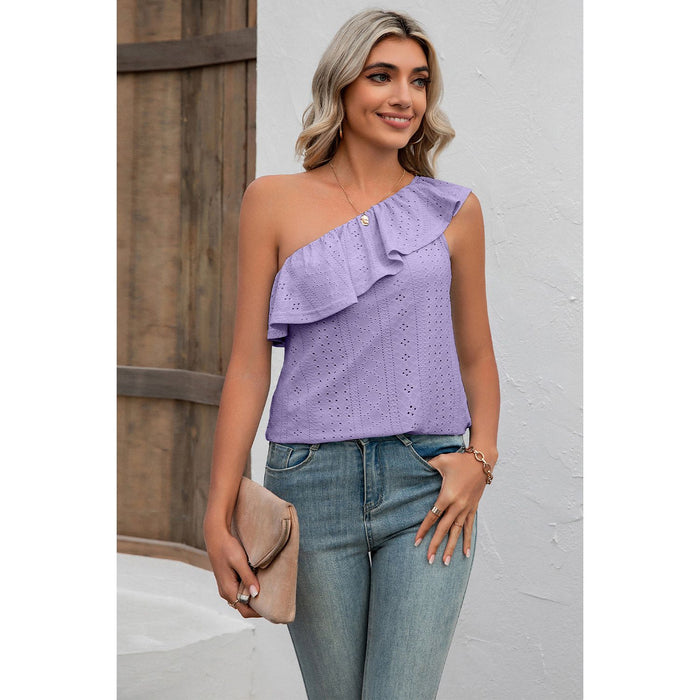 Eyelet One-Shoulder Tank