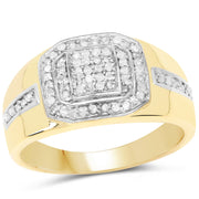 Bids.com 14K Yellow Gold Plated 0.29 Carat Genuine White Diamond .925 Sterling Silver Ring Rings