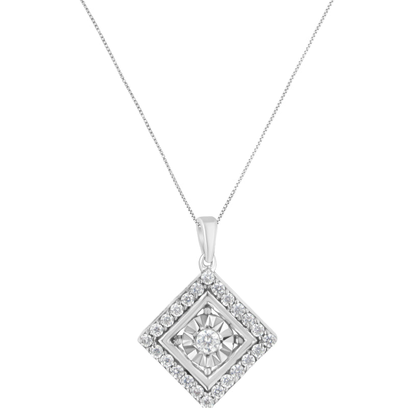 Bids.com 10KT White Gold 1/2 cttw Diamond Square Pendant Necklace (I-J Color, I2-I3 Clarity) Necklaces