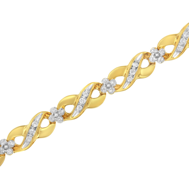Bids.com 10K Yellow Gold Round-Cut Diamond Infinite Love Bracelet (1.00 cttw, I-J Color, I2-I3 Clarity) Bracelets