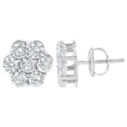 Bids.com Sterling Silver 2 cttw Floral Composite 7 Stone Diamond Stud Earring (I-J, I1-I2) Earrings