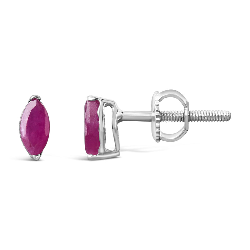 Bids.com .925 Sterling Silver 1/2 Cttw Created Pink Ruby Gemstone Solitaire Stud Earrings Earrings