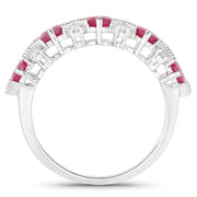 Bids.com 1.61 Carat Genuine Ruby and White Diamond 14K White Gold Ring Rings