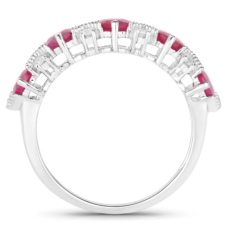 Bids.com 1.61 Carat Genuine Ruby and White Diamond 14K White Gold Ring Rings