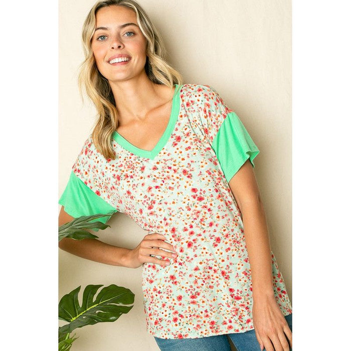 Dizzy Floral Solid Mix Boxy Top