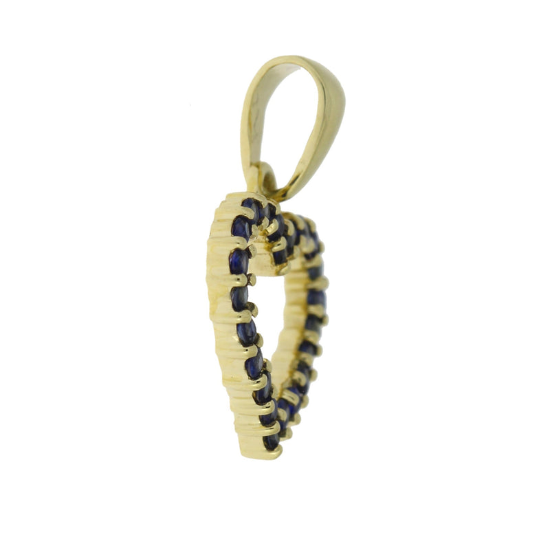 Bids.com .37ct Sapphire Heart Love Pendant 10KT Yellow Gold Pendants