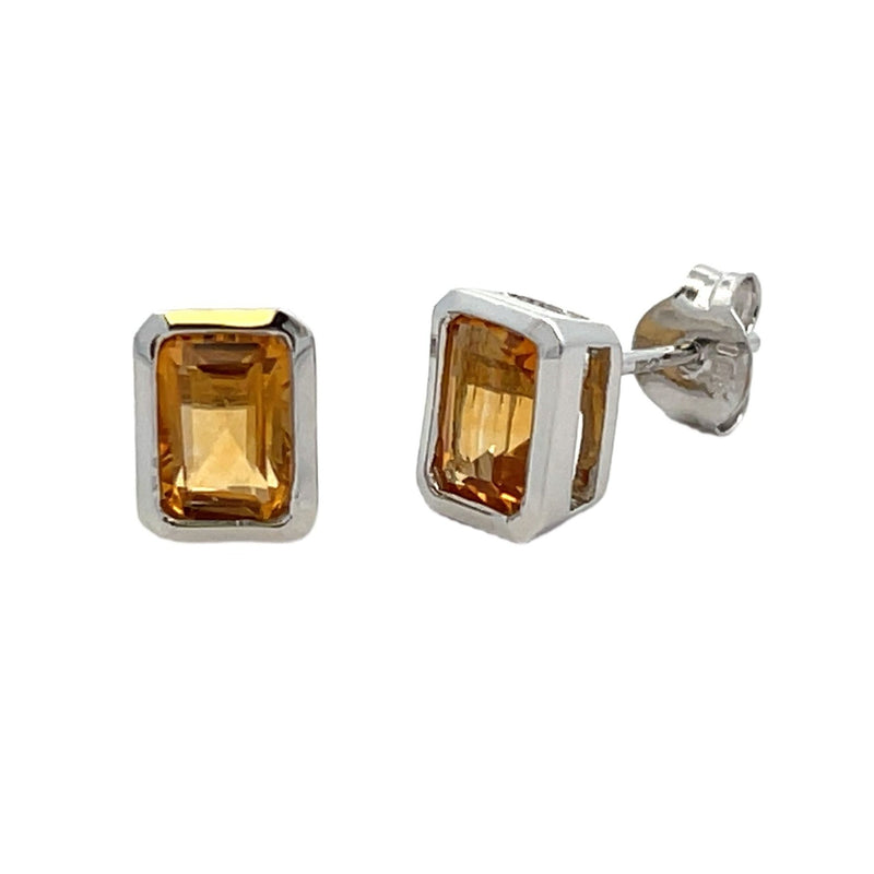 Bids.com 1.08ct Citrine Stud Earrings 10KT White Gold Earrings
