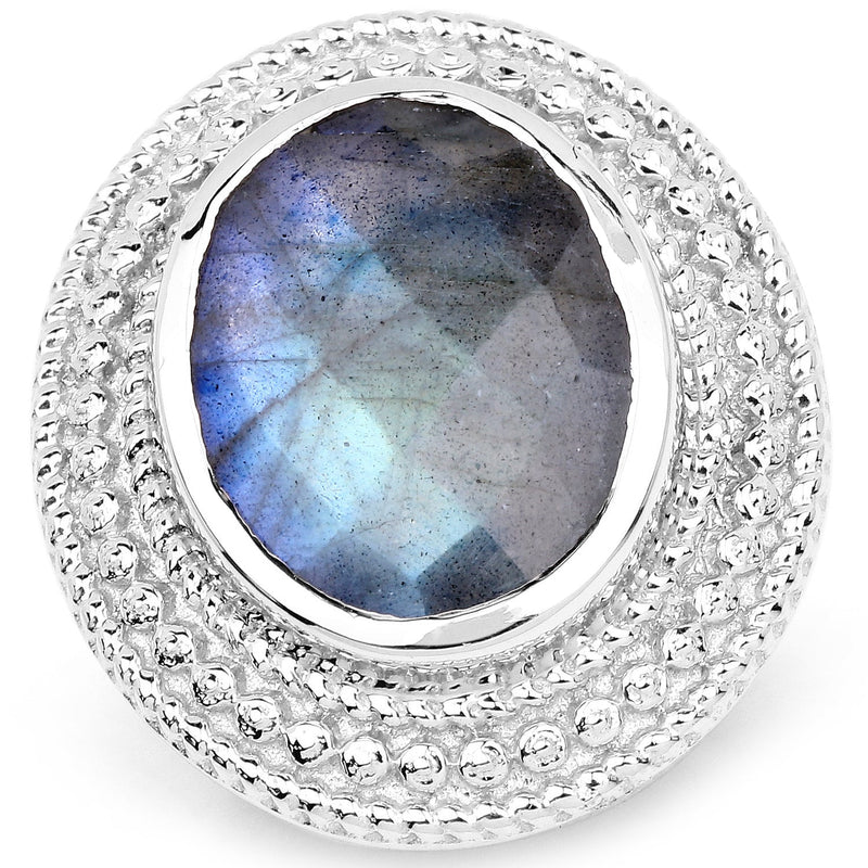 Bids.com 7.00 Carat Genuine Labradorite .925 Sterling Silver Ring Rings