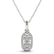 Bids.com Outer Oval Shaped Two Stone Diamond Pendant in 14k White Gold (5/8 cttw) Necklaces