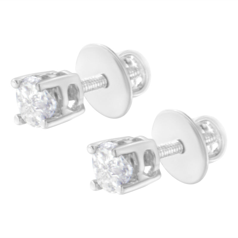 Bids.com 14K White Gold 1/2 Cttw Pie-Cut Diamond Solitaire Stud Earrings (H-I Color, SI1-SI2 Clarity) Earrings