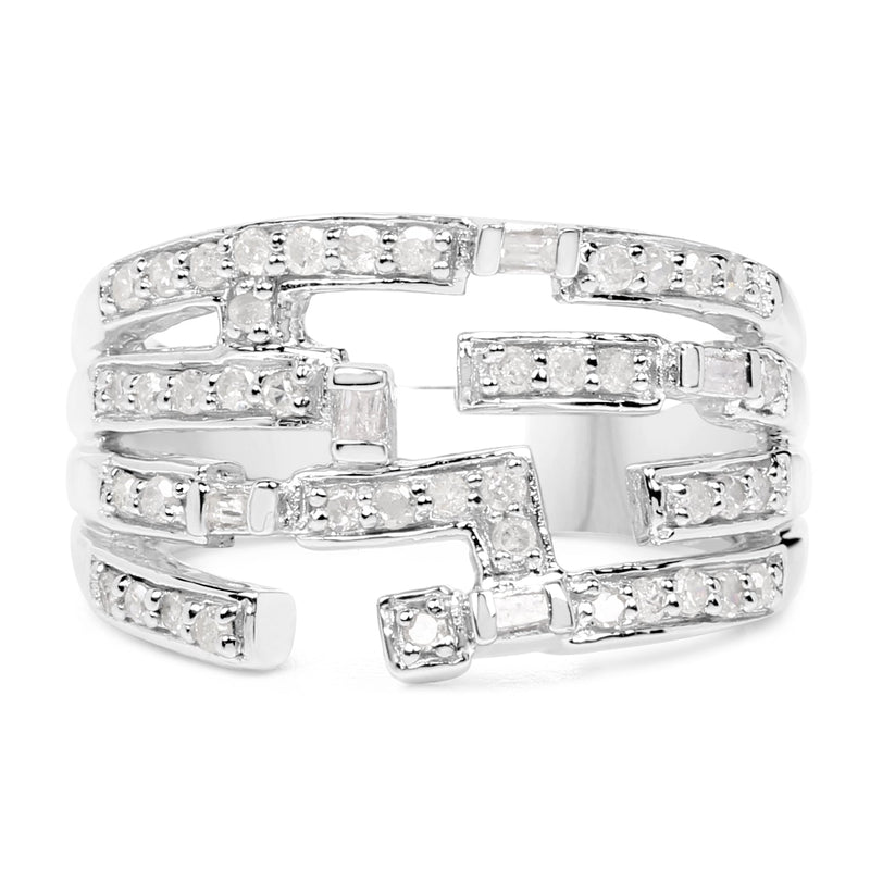 Bids.com 0.60 Carat Genuine White Diamond .925 Sterling Silver Ring Rings