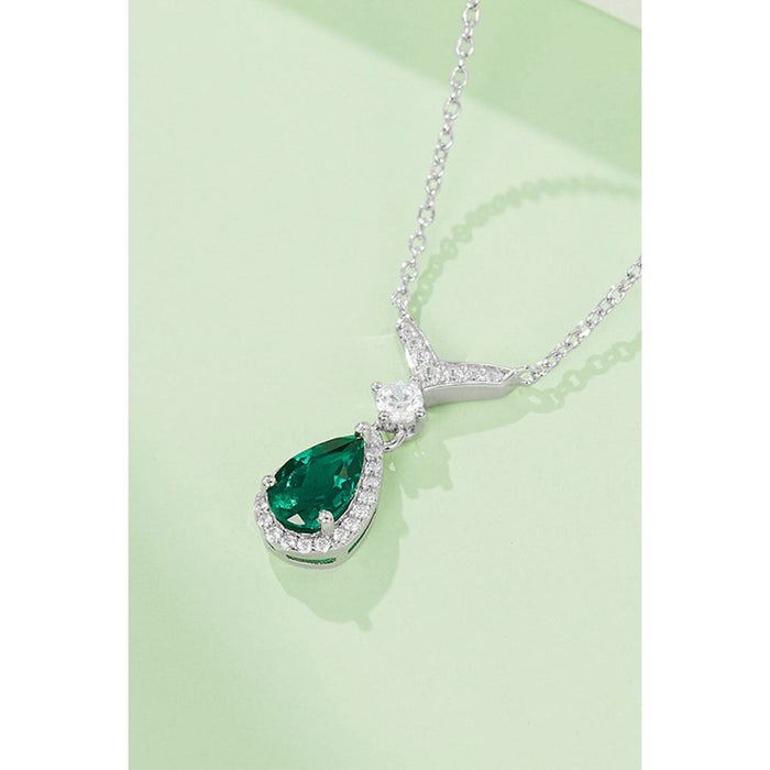 Lab-Grown Emerald Teardrop Necklace