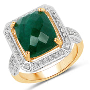 Bids.com 5.18 Carat Dyed Emerald and White Topaz .925 Sterling Silver Ring Rings