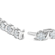 Bids.com 14K White Gold 7 3/8 Cttw Round Brilliant Diamond Floral Cluster and S Link Bracelet (H-I Color, SI2-I1 Clarity) - 7" Inches Bracelets