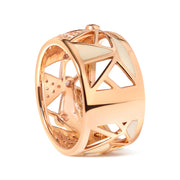Bids.com 14K Rose Gold 1/3 Cttw Diamond and Pink Tourmaline Cigar Band Ring with White Enamel (G-H Color, SI1-SI2 Clarity) Rings