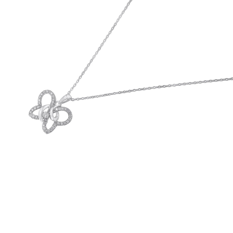 Bids.com .925 Sterling Silver 1/4 cttw Prong-Set Diamond Butterfly 18" Pendant Necklace (H-I Color, I1-I2 Clarity) Necklaces