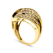 Bids.com 10K Yellow Gold 2.0 Cttw Channel Set Diamond Cocktail Swirl Band Ring (K-L Color, I1-I2 Clarity) - Ring Size 7 Rings