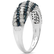 Bids.com 1.25 Carat Genuine Blue Diamond and White Diamond .925 Sterling Silver Ring Rings