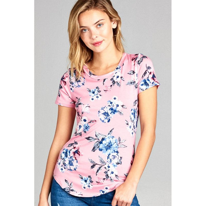 Floral Jersey Basic Casual Top