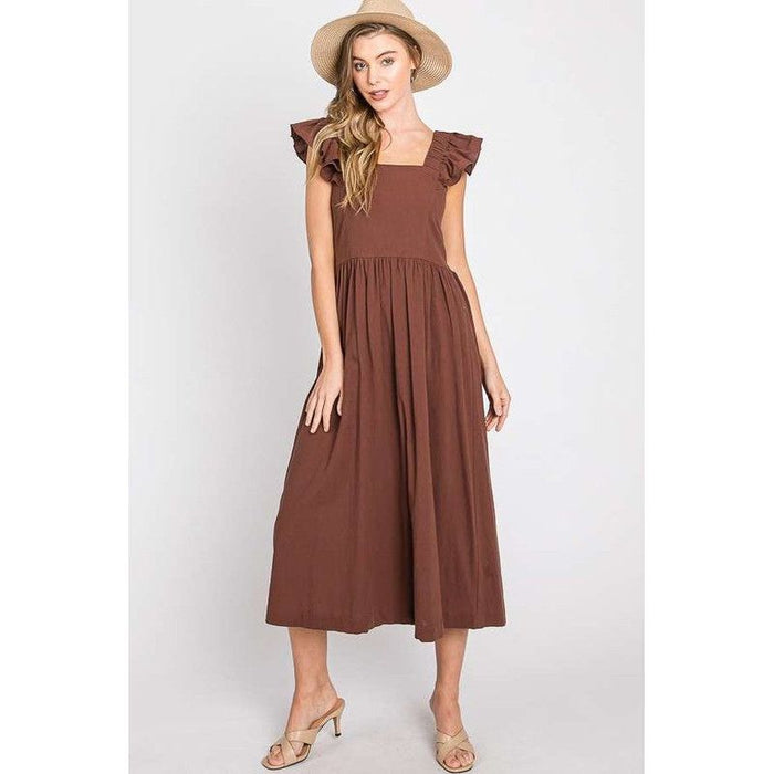 Linen Ruffle Mid Dress