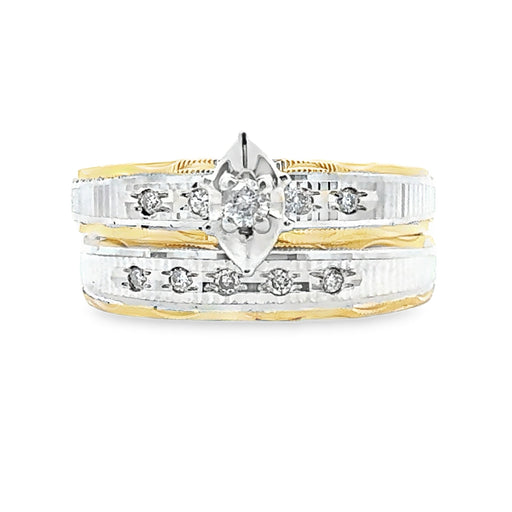 Bids.com Diamond Engagement Ring Set Sterling Silver 14KT Gold Rings