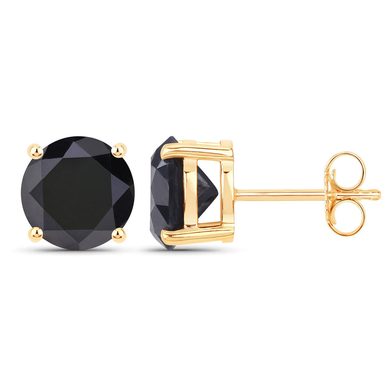 Bids.com 4.30 Carat Genuine Black Diamond 14K Yellow Gold Earrings Earrings