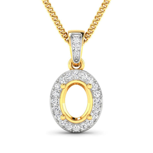 Bids.com 0.18 Carat Genuine White Diamond 14K Yellow Gold Semi Mount Pendant - holds 8x6mm Oval Gemstone Pendants