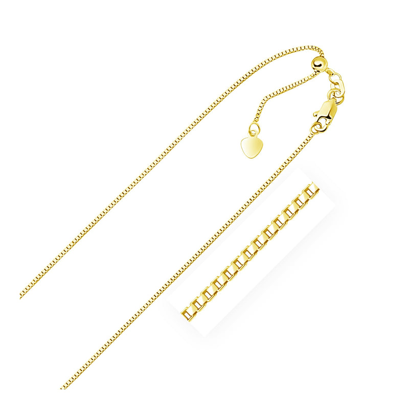Bids.com 14k Yellow Gold Adjustable Box Chain 0.85mm Necklaces
