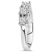 Bids.com 14K White Gold  3/4 Cttw Lab Grown Diamond 3 Stone Ring Band (F-G Color, VS2-SI1 Clarity)- Size 7 Rings