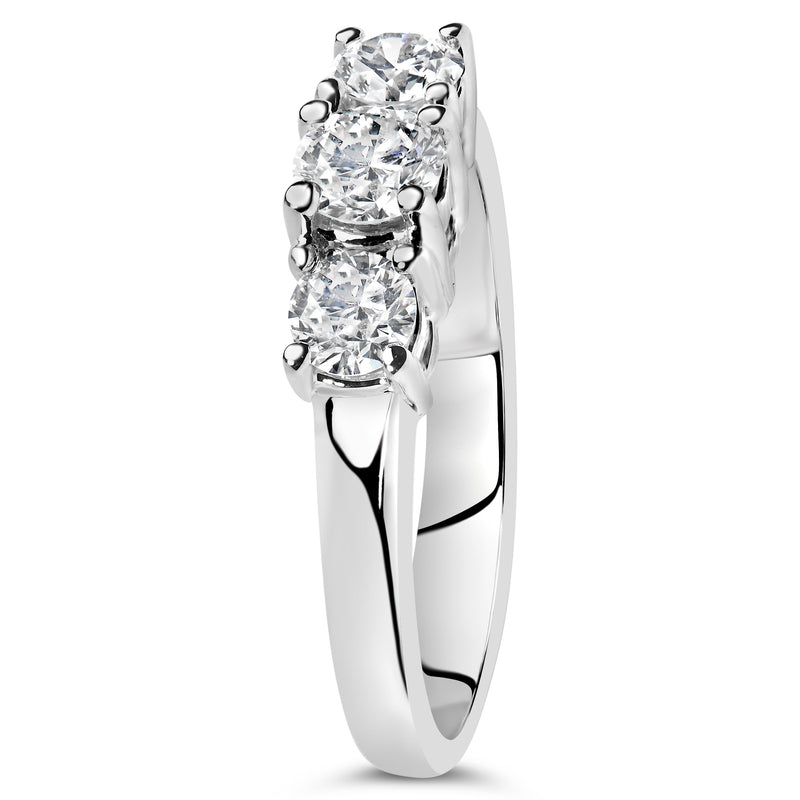 Bids.com 14K White Gold  3/4 Cttw Lab Grown Diamond 3 Stone Ring Band (F-G Color, VS2-SI1 Clarity)- Size 7 Rings
