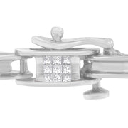 Bids.com 14K White Gold 1.0 Cttw Invisible Set Princess Diamond Alternating Link Tennis Bracelet (I-J Color, I1-I2 Clarity) - 7.25" Bracelets