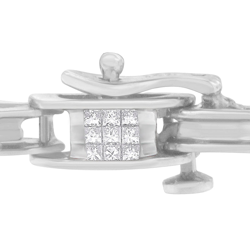 Bids.com 14K White Gold 1.0 Cttw Invisible Set Princess Diamond Alternating Link Tennis Bracelet (I-J Color, I1-I2 Clarity) - 7.25" Bracelets