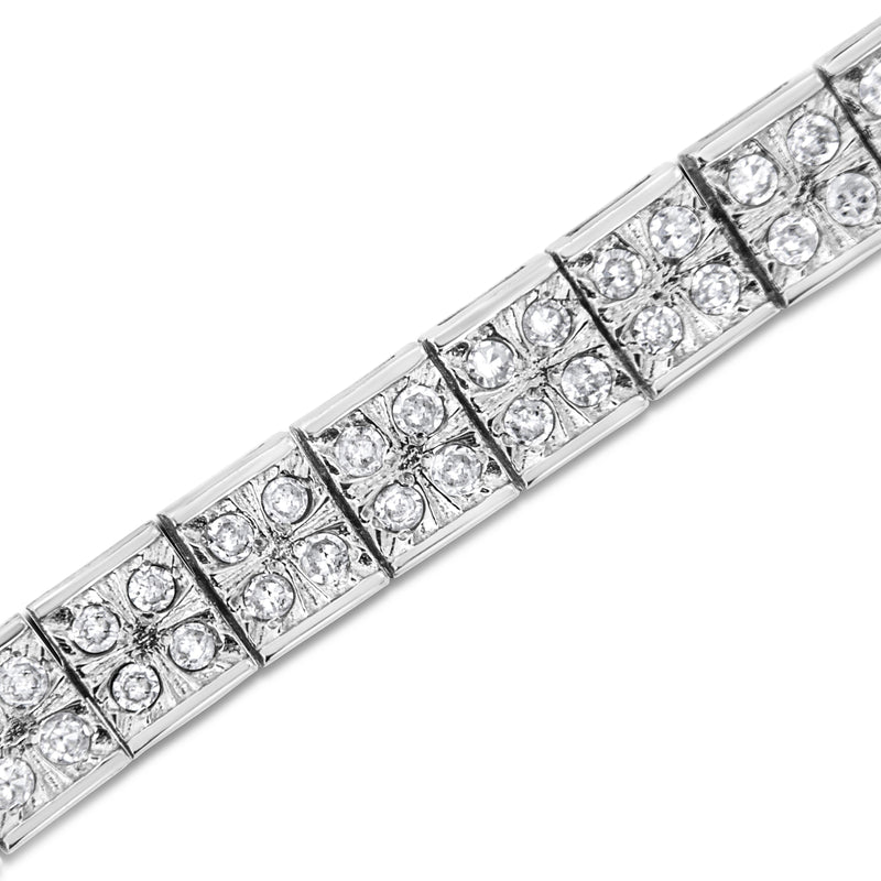 Bids.com .925 Sterling Silver 2 Cttw Prong Set Round-Cut Diamond 4 Stone Box Link Bracelet (I-J Color, I3 Clarity) - 7.25" Bracelets