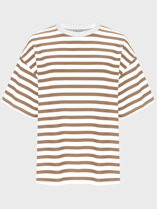 Striped Round Neck Half Sleeve T-Shirt