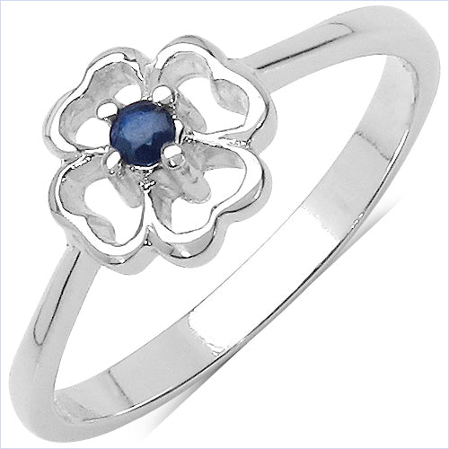 Bids.com 0.07 Carat Genuine Blue Sapphire .925 Sterling Silver Ring Rings