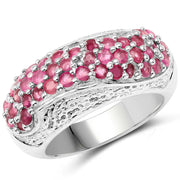 Bids.com 1.81 Carat Genuine Ruby and White Zircon .925 Sterling Silver Ring Rings