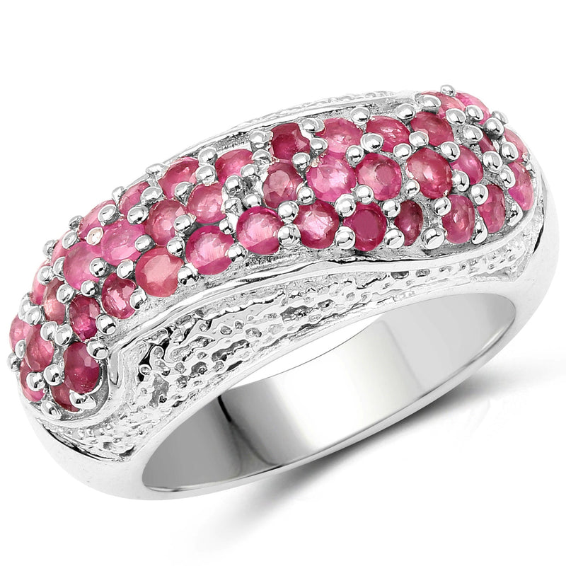 Bids.com 1.81 Carat Genuine Ruby and White Zircon .925 Sterling Silver Ring Rings
