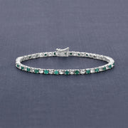 Bids.com 5.77 Carat Genuine Emerald and White Topaz .925 Sterling Silver Bracelet Bracelets