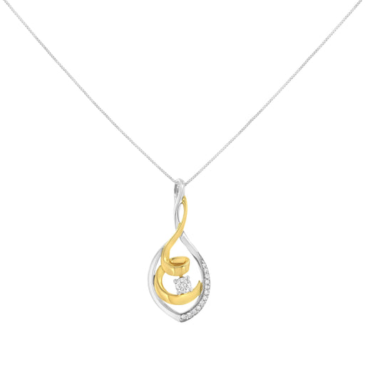 Bids.com 10K Two-Tone Yellow & White Gold 1/4 Cttw Brilliant-Cut Round Diamond Spiral Link 18" Pendant Necklace (I-J Color, I2-I3 Clarity) Necklaces