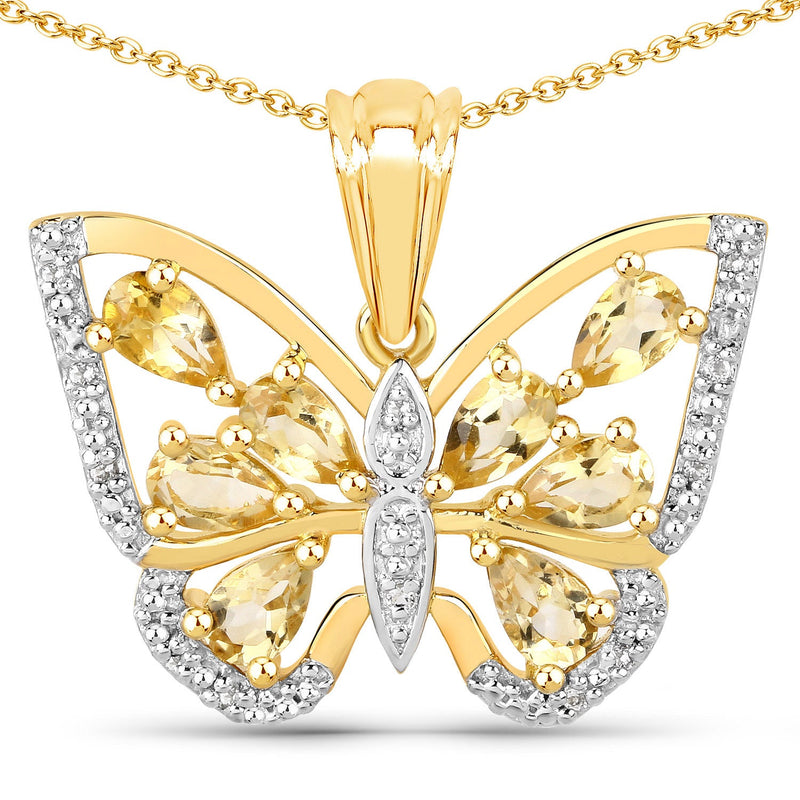 Bids.com 1.81 Carat Genuine Citrine and White Topaz .925 Sterling Silver Pendant Pendants