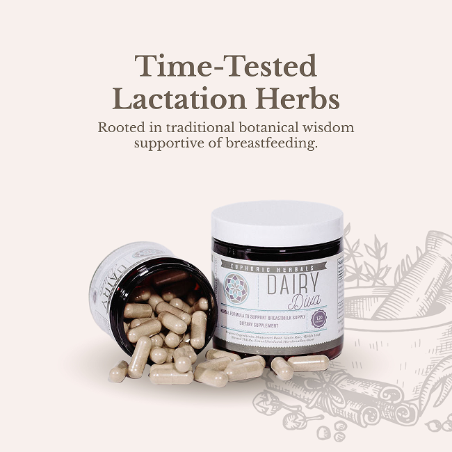 Euphoric Herbals Dairy Diva - Breastfeeding Supplement Breastfeeding Capsules Misty Rose 7-10 Day Supply,15-20 Day Supply,30-40 Day Supply