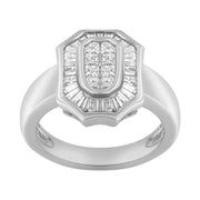 Bids.com 14K White Gold 1.00 Cttw Baguette and Princess-Cut Diamond Cocktail Art Deco Style Ring (H-I Color, SI1-SI2 Clarity) - Size 7 Rings