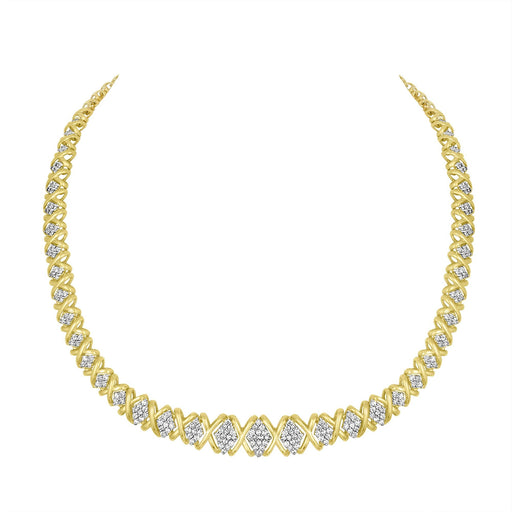 Bids.com 10K Yellow Gold 4 cttw Brilliant Round-Cut Diamond Graduating Riviera Statement Necklace (H-I Color, I2-I3 Clarity) Necklaces