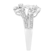Bids.com 14KT White Gold 1/10 cttw Diamond Twin Heart Ring - Size 6.5 Rings
