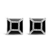 Bids.com 14K White Gold 3/8ct Diamond with 11x11MM Black Onyx Stud Earrings (G-H Color, SI1-SI2 Clarity) Earrings